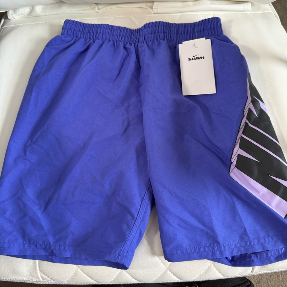 Nike Kids Blue Swim Trunks with Black Accents